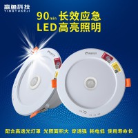 消防应急照明筒灯LED雷达红外人体声控感应工程嵌入式A型消防灯具