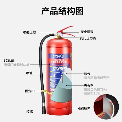 手提式干粉灭火器1kg2kg3kg4kg5kg厂家直销消防器材批发商用家用