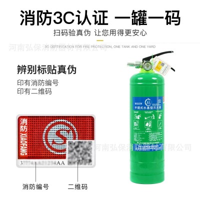 水基灭火器3升手提式水雾型6L9L灭电火家用商用车载消 防器材批发